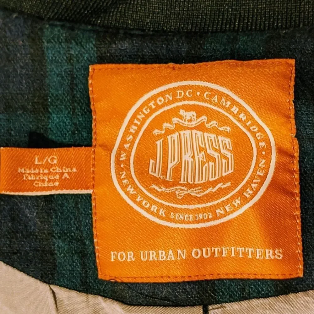 J. Press for Urban Outfitters Black Watch Plaid Harrington Bomber Jacket - Large